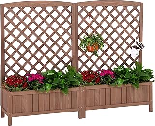 Aivituvin Planter with Trellis Raised Garden Bed Large Garden Box Outdoo...