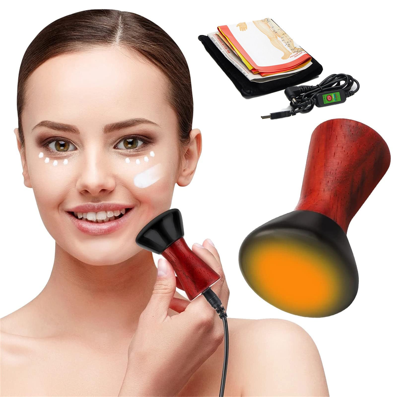 Masajeador Eléctrico De Piedras Calientes Gua Sha, Masajeador Facial Para Cuello, Ojos Y Rostro, Lifting Facial, Promueve La Circulación Sanguínea, Alivia El Dolor Muscular Y Mejora La Inmunidad