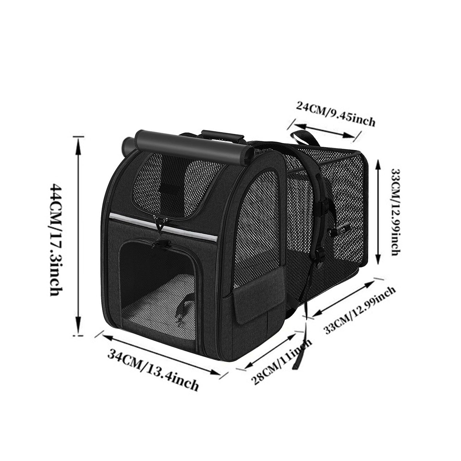 Hamwesh Zaino per Animali Domestici, Trasportino per Animali Domestici in Rete Traspirante Pieghevole Espandibile, Zaino da Viaggio con Fondo Imbottito e Tasche Laterali per Escursioni