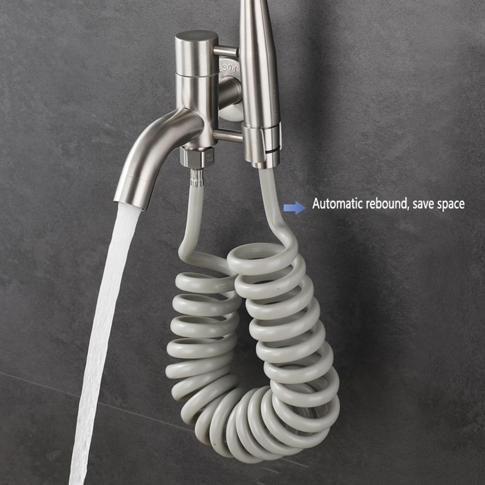 Manguera de ducha flexible de 2 m, manguera retráctil G1/2 para bidé, fácil de instalar, versátil para baño y ducha, diseño gris para máxima comodidad.