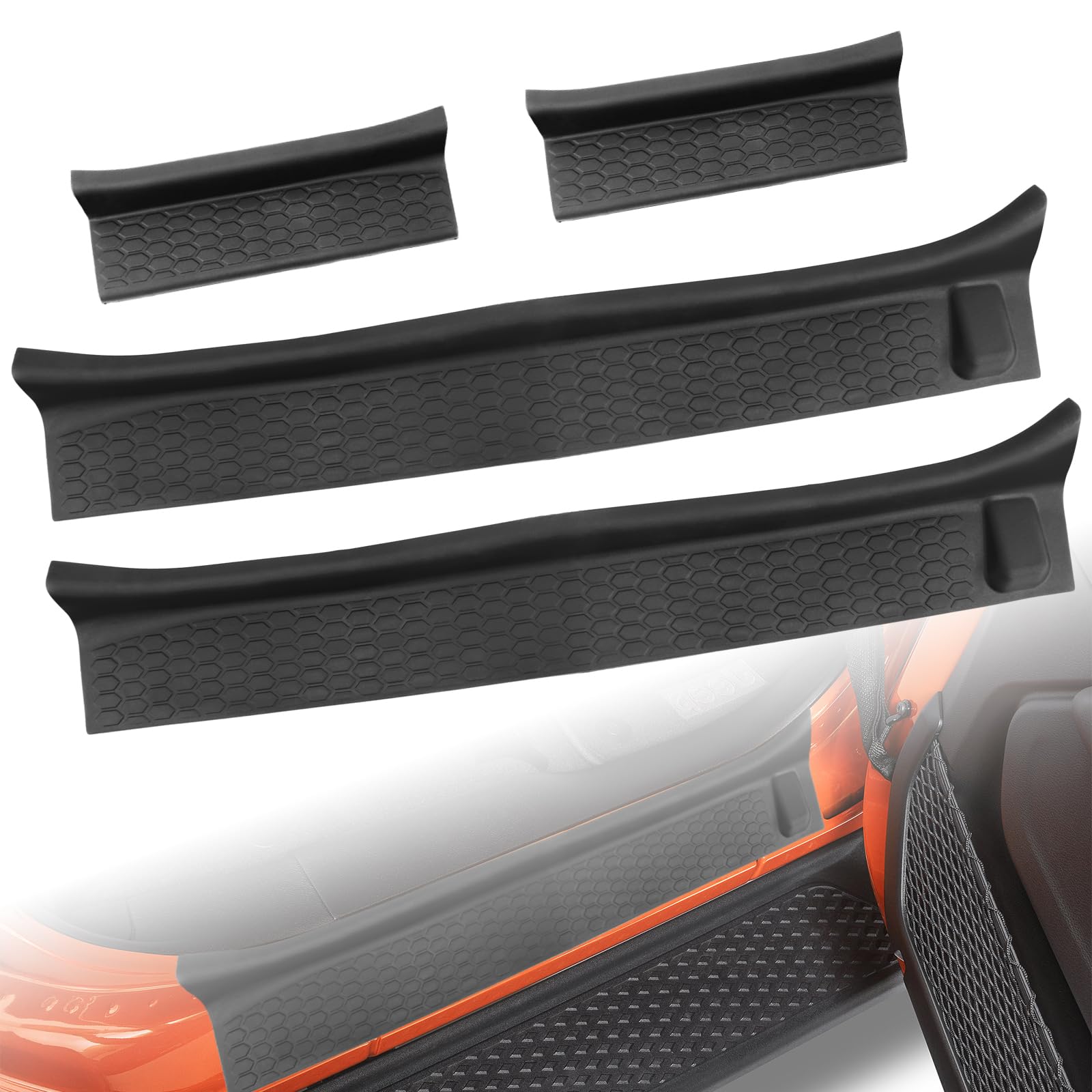 Door Sill Guards Kit for 2018-2024 Jeep Wrangler JL Unlimited & 2020-2024 Gladiator JT,Durable Scuff Plate Protectors, Anti-Scratch Entry Guards with Stylish Design Accessories (4-Piece Set)
