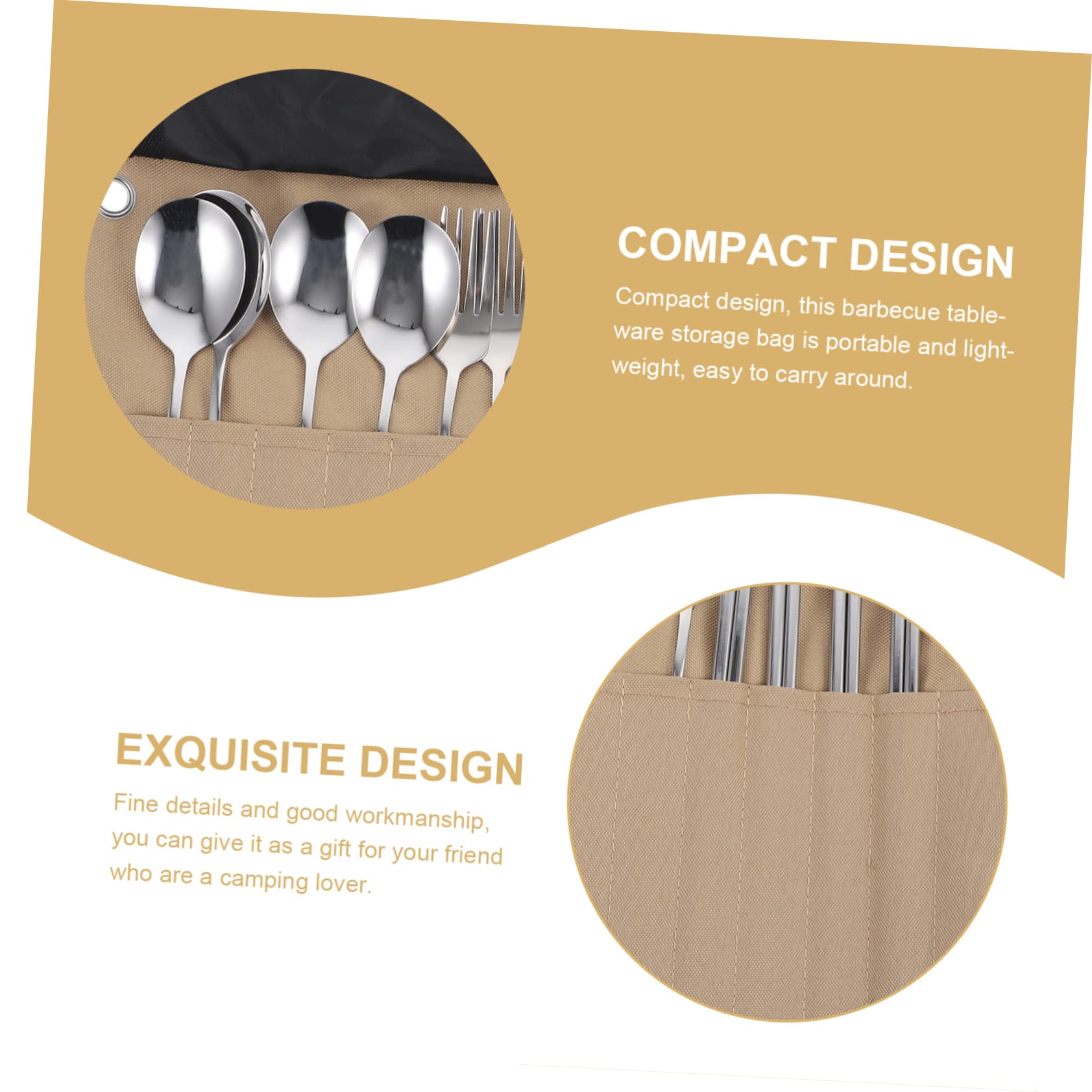 Set Utensili da Campeggio Borsa, Metallo Inossidabile e Nailon, Posate Portatili per Escursioni, Cucina Esterna, Trekking e Picnic