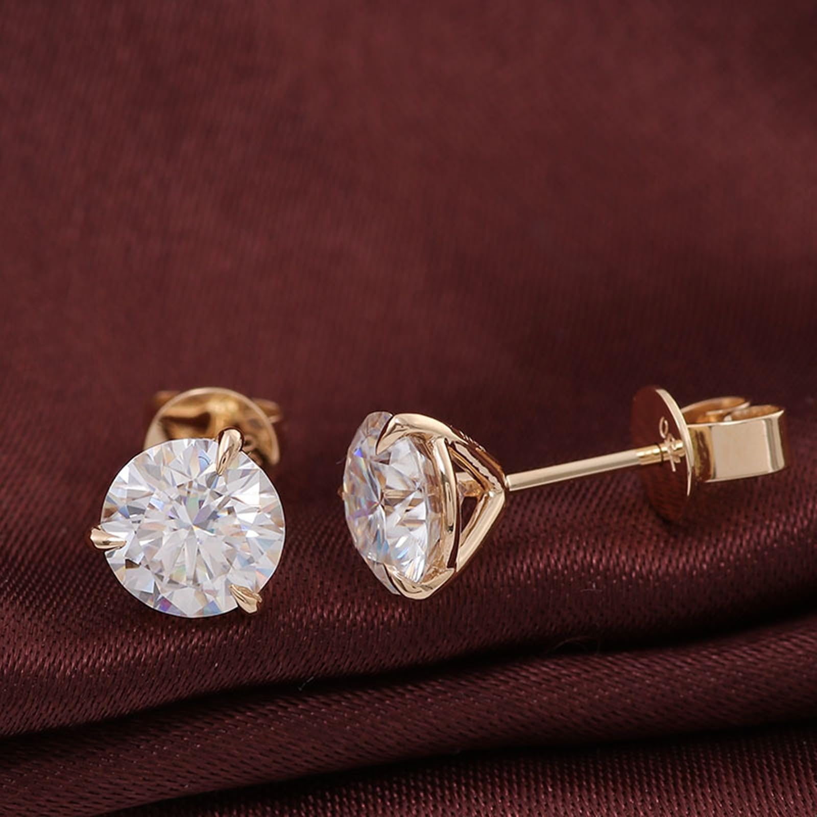 Orecchini Oro 375/585/750 Donna, Orecchini Sposa Eleganti con Moissanite, Gioielli da Matrimonio