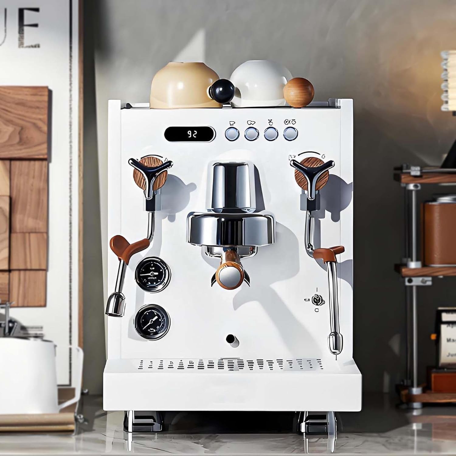 Stainless Steel Espresso Machine, 2850W Electric Milk Foam Maker with 1L Brass Boiler & Steam Wand & 58mm Portafilter, 15s Quick Frothing for Iced Coffee, Latte
