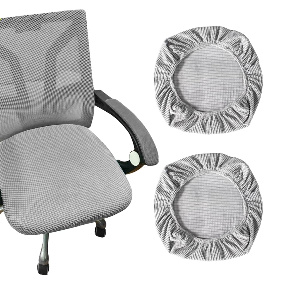 NOKDAL 2 Pcs Funda Asiento Silla Fundas Sillas Ajustables Funda Sillas Comedor Fundas para Sillas de Oficina Funda De Silla Universal Fundas Elásticas para Sillas Funda Silla Escritorio-Gris Claro