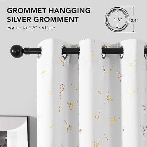 Miniatura 6 de Deconovo Cortinas para sala de estar, cortinas de 84 pulgadas de largo, juego de 2 cortinas estampadas con patrón de constelación, cortinas de