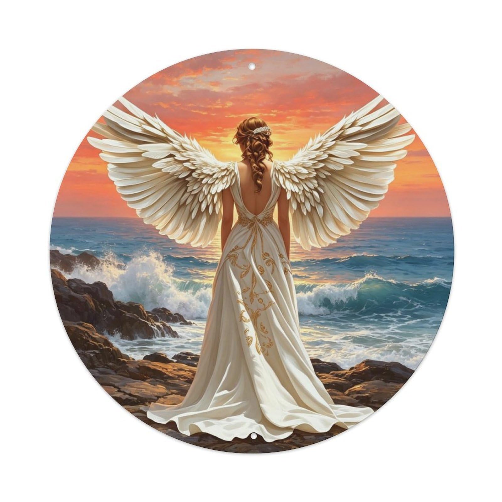 Ocean Waves On Rocky Coast Sunset Metal Tin Sign Plaque