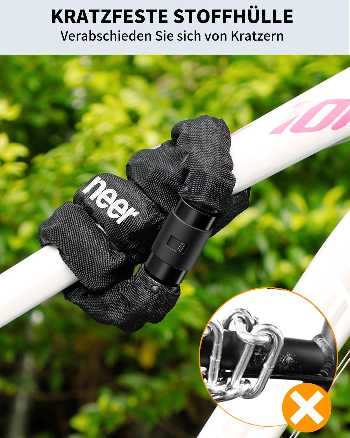 Sportneer Lucchetto Bici Catena 8mm 100cm Antifurto Acciaio Temprato con 2 Chiavi