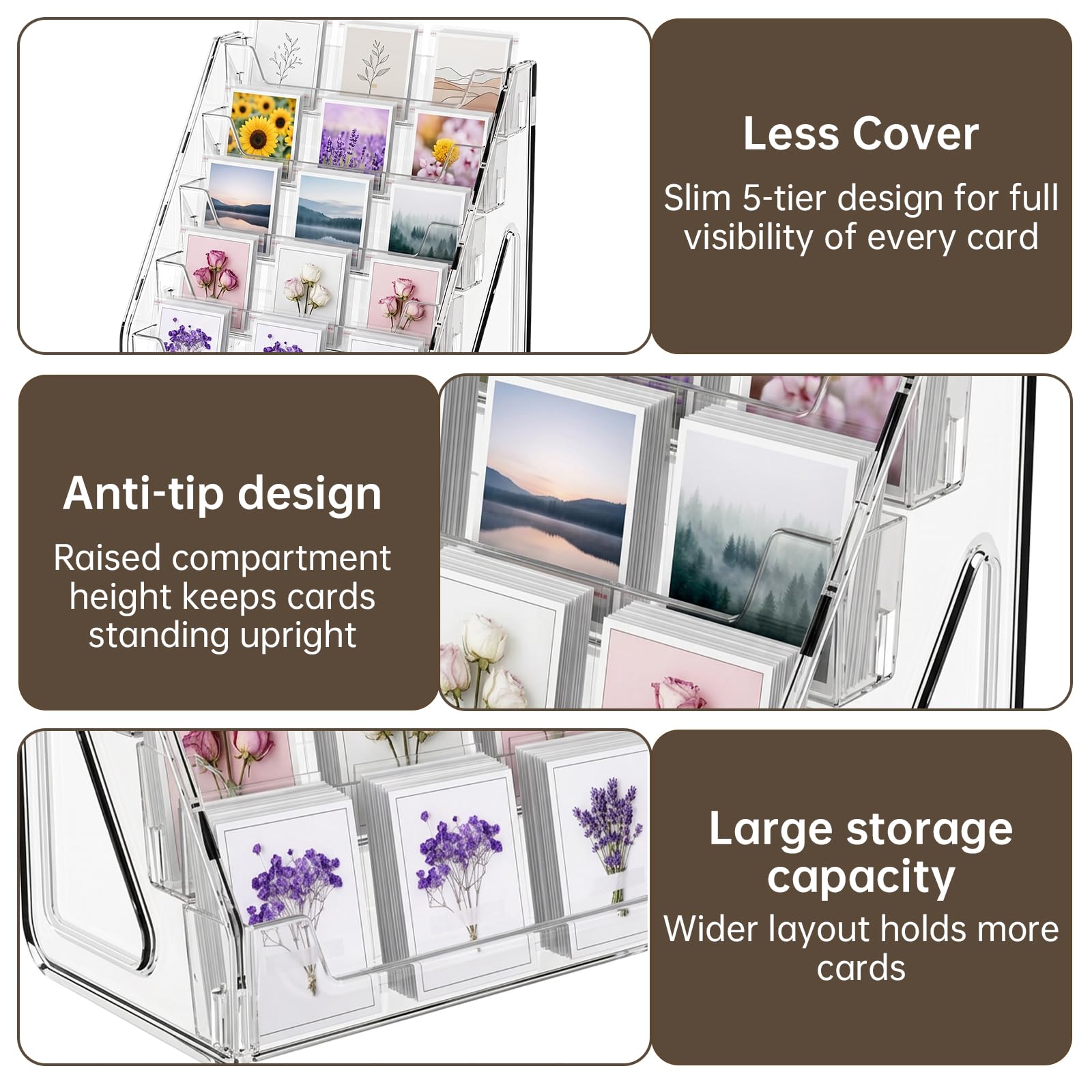 Lot de 2 présentoirs à cartes à collectionner à 5 niveaux pour cartes de