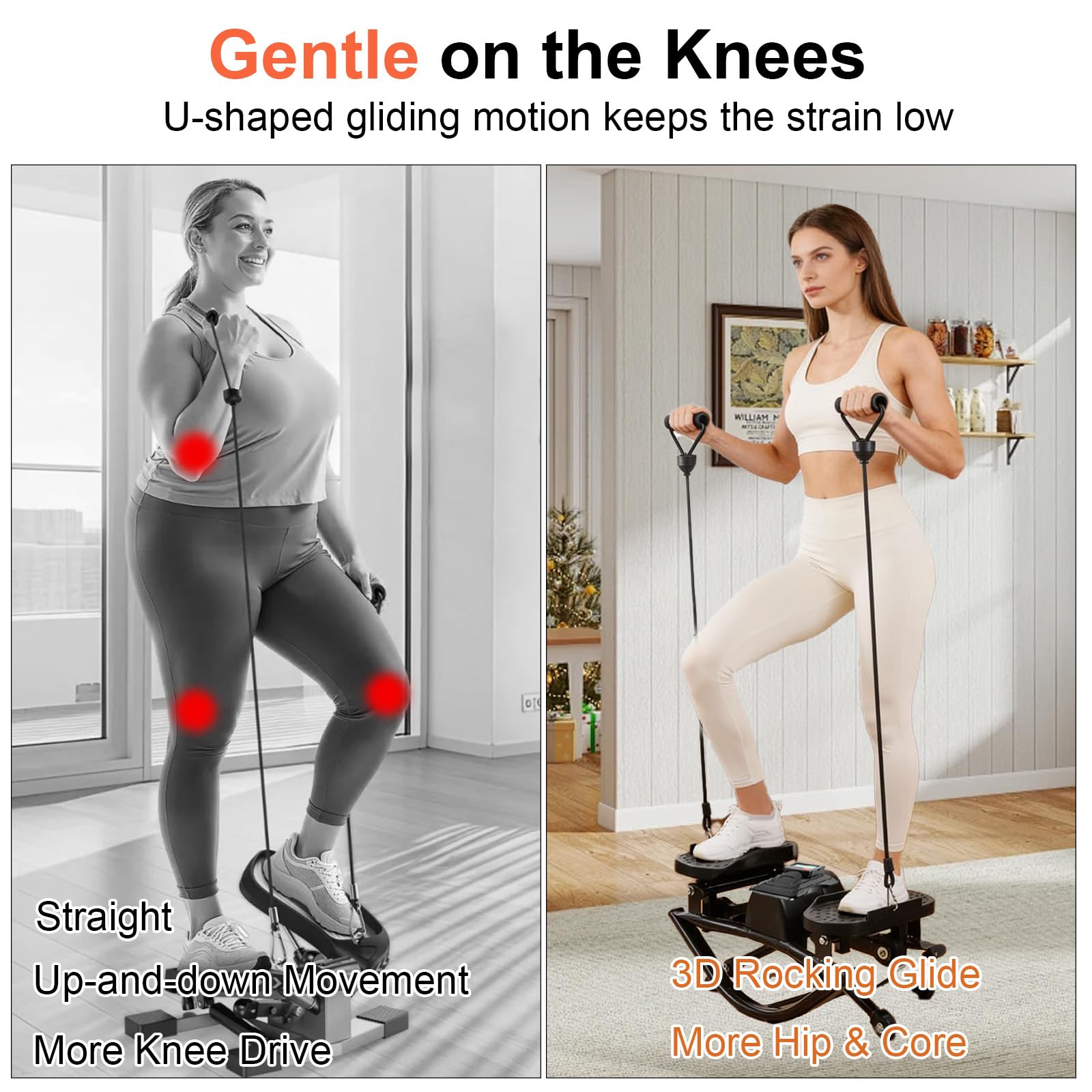 Stepper de bajo impacto Rocking en forma de U para el hogar, bicicleta estática silenciosa