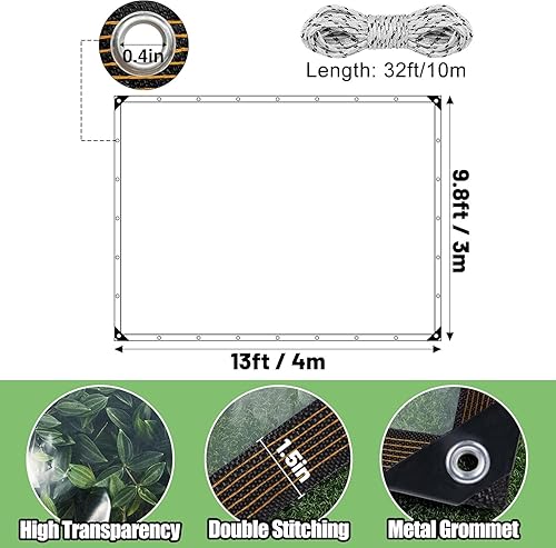 Miniatura 5 de Lona impermeable transparente gruesa de 13 x 9.8 pies, lona de polietileno transparente resistente a la lluvia de 5 mil para jardín, resistente al