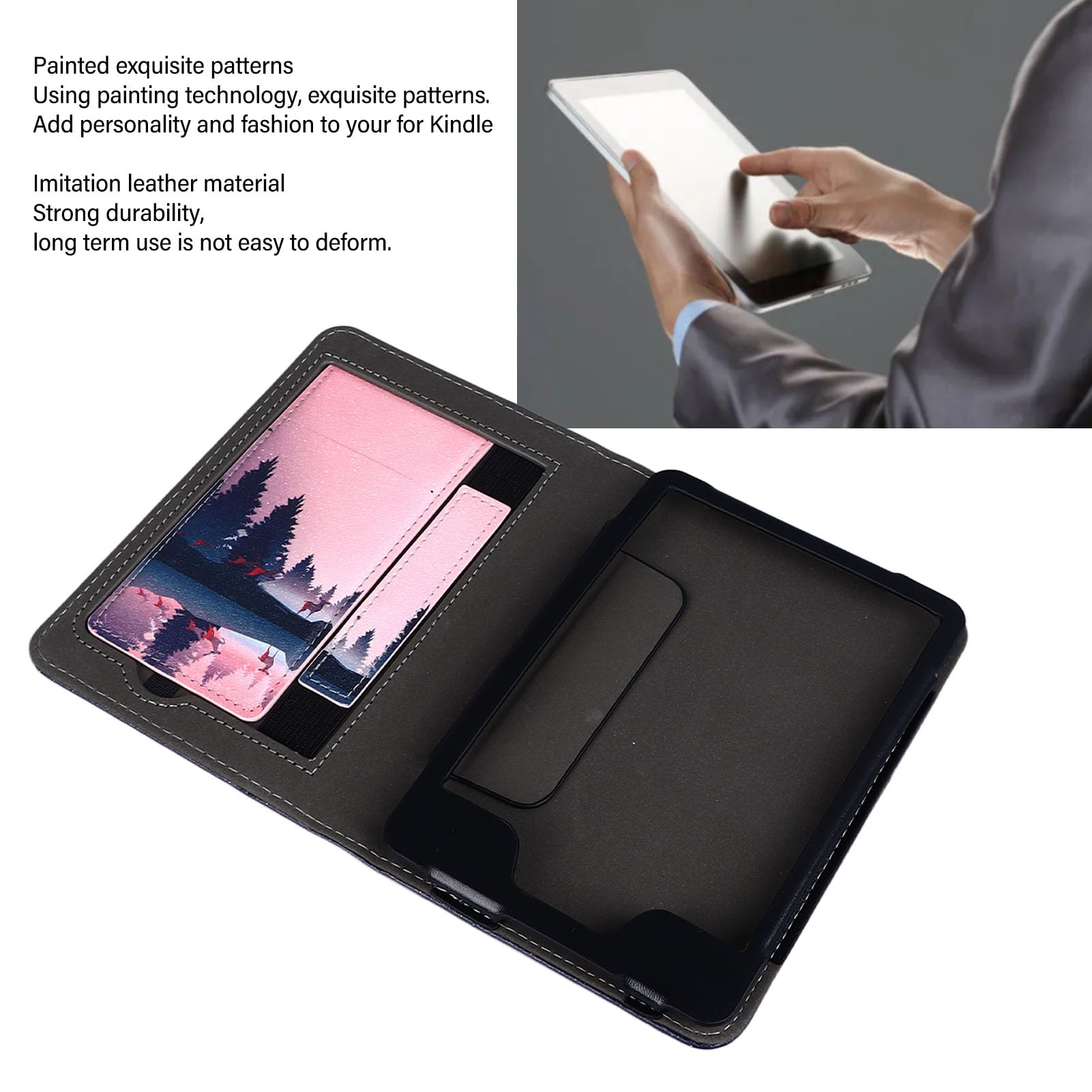 Funda para Lector de Libros, Cómoda Funda Protectora para Libros Electrónicos Resistente a los Arañazos, Correa de Mano con Patrón Exquisito Pintada a Prueba de Polvo, para 11.ª