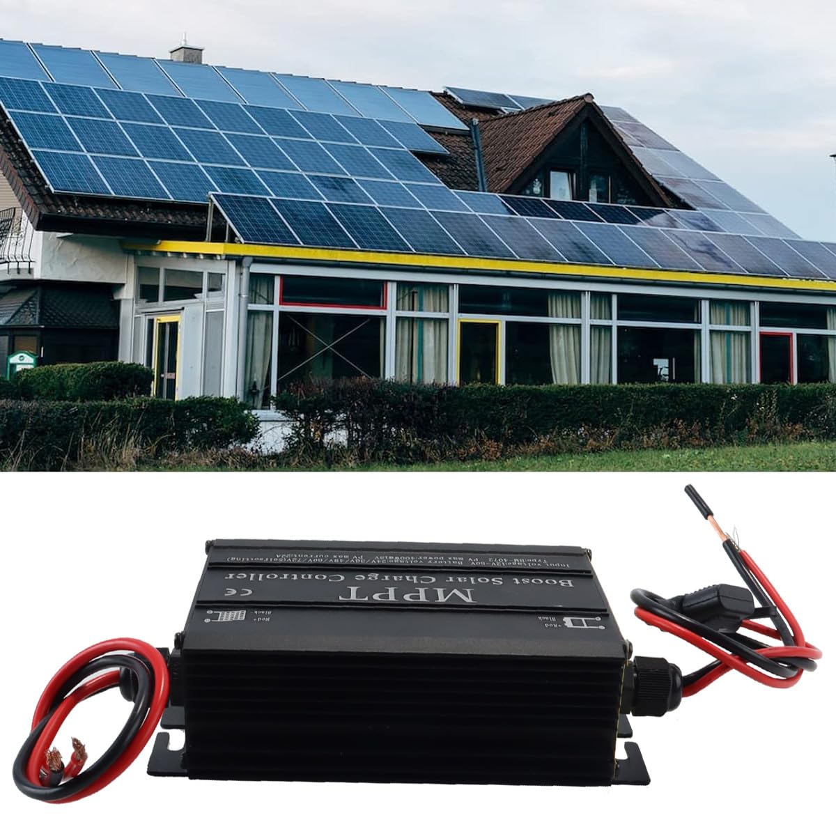 Ubric MPPT Régulateur de charge solaire boost avec affichage numérique, protection contre les surcharges et les courts-circuits, pour véhicules électriques (400 W)