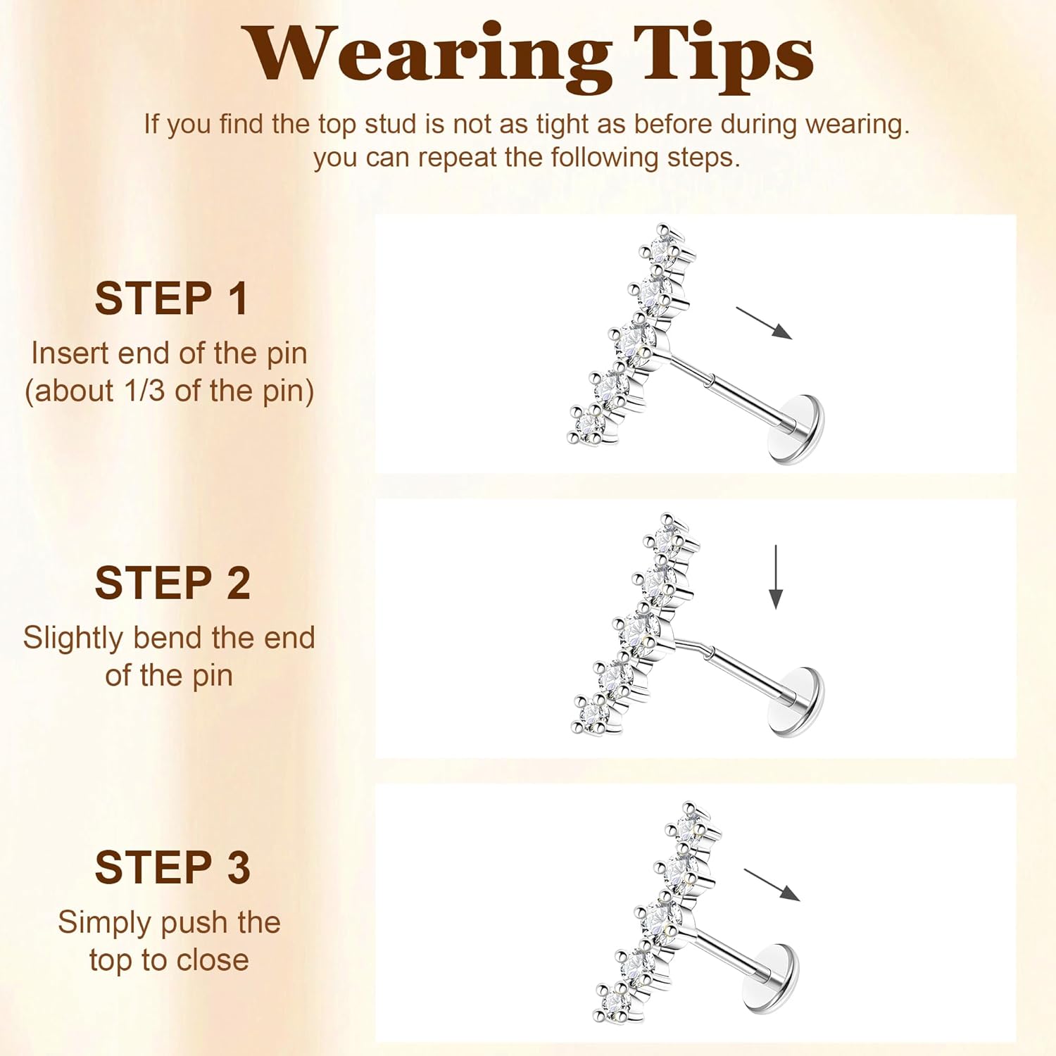 8PCS 16G 14K Gold Threadless Cartilage Stud Earrings for Women 316L Stainless Steel Push in Earrings CZ Helix Flat Back Stud Earrings Hypoallergenic Flower Star Leaf Conch Earrings 6/8mm - Image 4