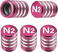 Vista 20 de Tapones para vástago de válvula de neumático, paquete de 5, tapa de aire de neumático N2, metal nitrógeno con forro de plástico, resistente a