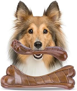 Xcheerful Dog Toys, Indestructible Dog Chew Toys for Aggressive Chewers, Durable Tough Interactive Nylon Real Beef Flavor Outdoor Anxiety Relief Extreme Teething Bone Chew Toys for Large Medium Dogs