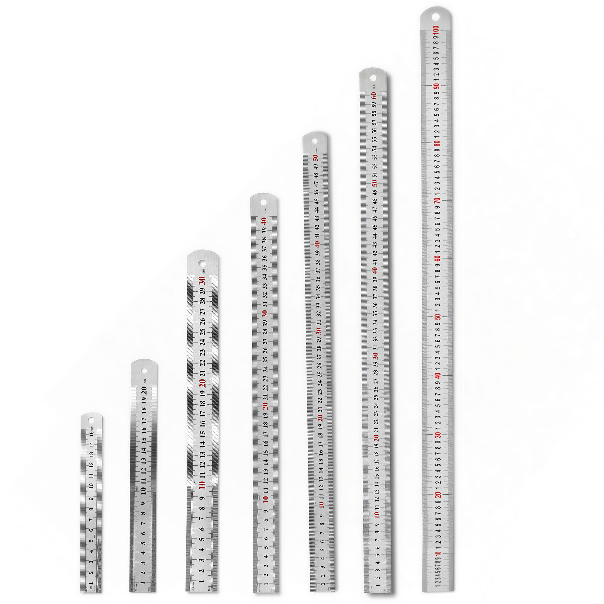 WedDecor 7-Piece Stainless Steel Ruler Set, Metric Imperial Measuring Tools