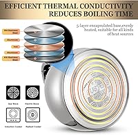 Vista 3 de SUSTEAS Tetera silbante para estufa, tetera de acero inoxidable de grado alimenticio con mango ergonómico de tacto fresco, con 1 guante de silicona