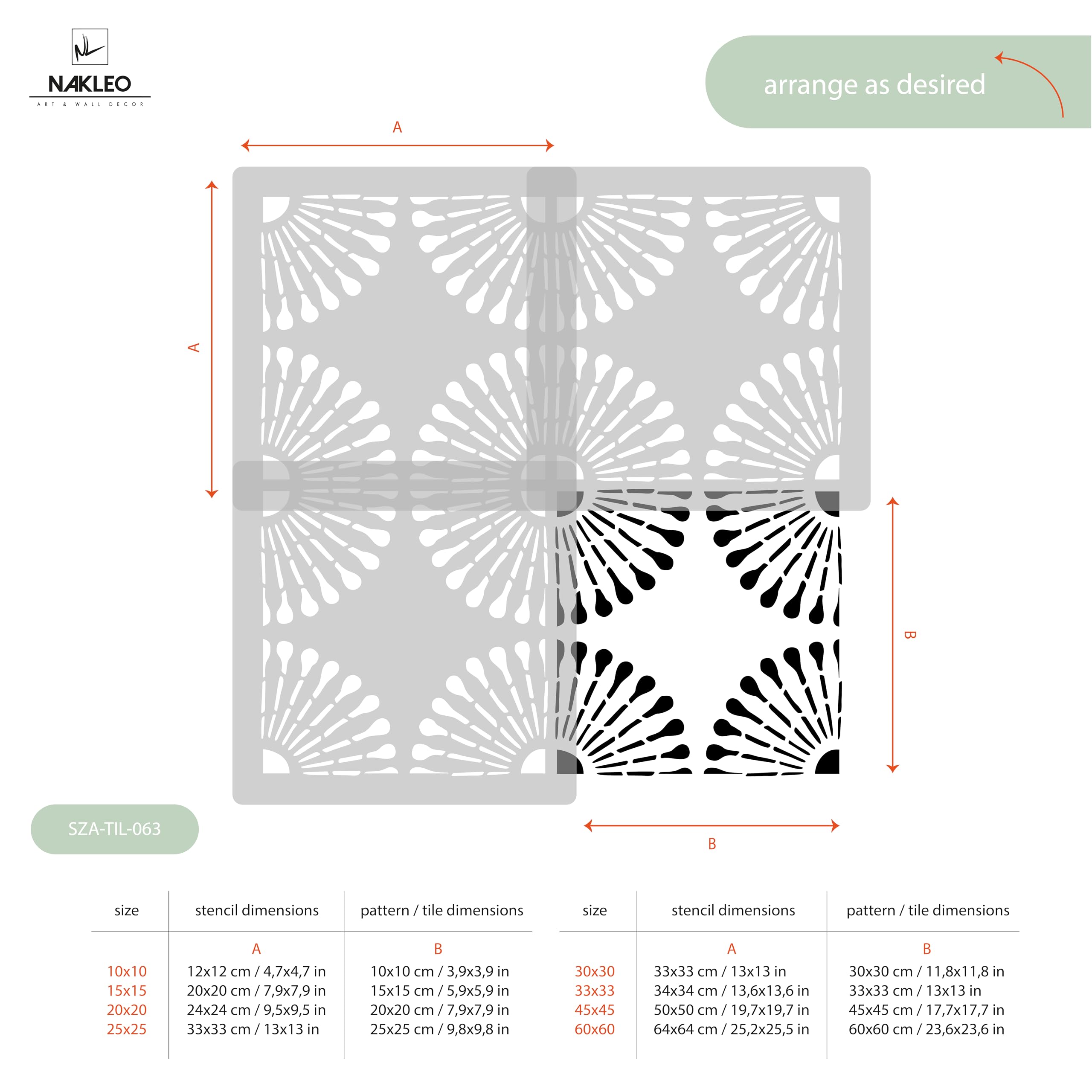 NAKLEO Plantilla para Pintar de Azulejo 60x60cm, Alicante Diente León Flor, Grandes Tile Stencil Plástico y Reutilizable, Manualidades DIY Casa Decoración, Piso Concreto Patio Pared