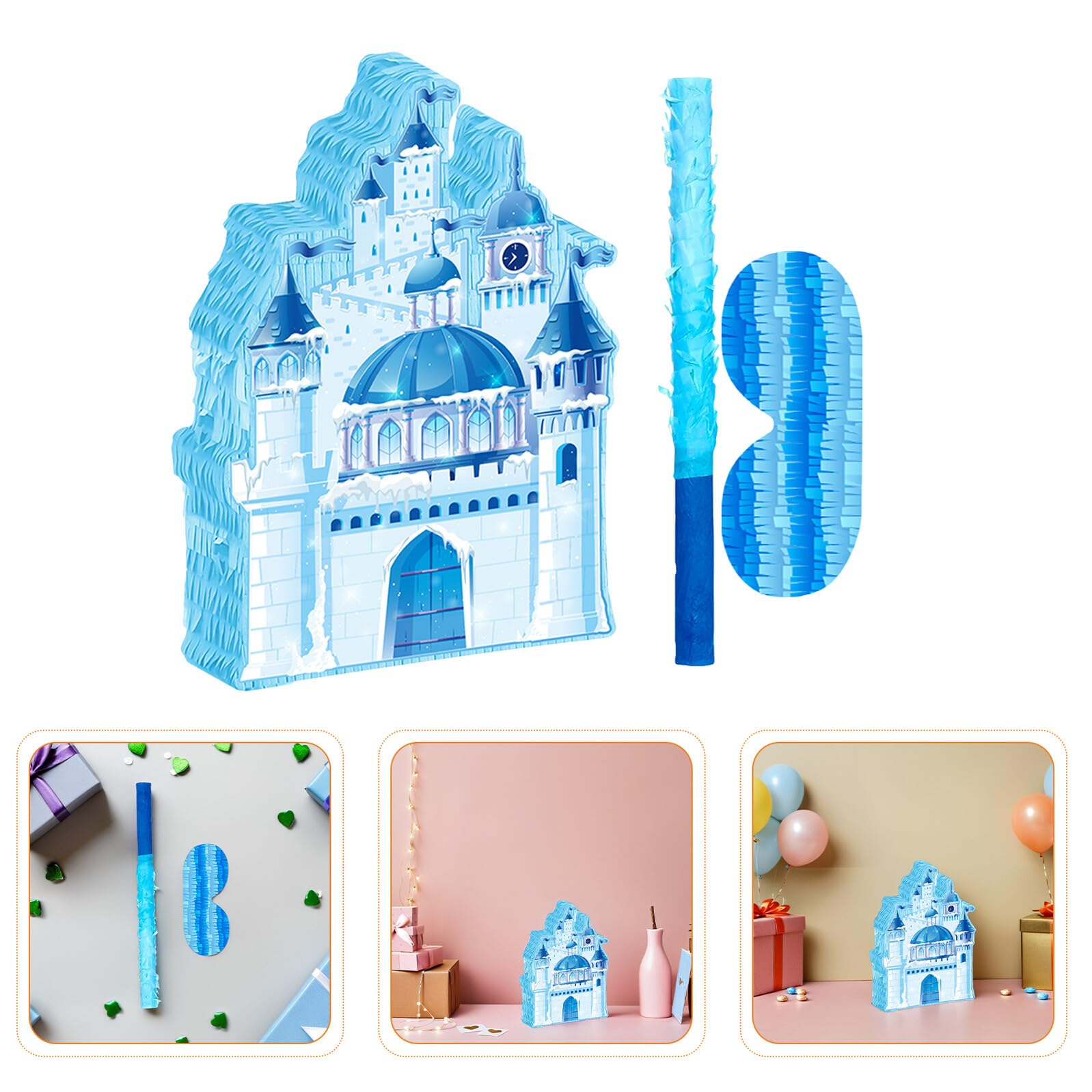 Weihnachts Hängepiñata Schloss Piñata aus Papier mit Einfachem Aufhängen und Spannendem Partyspiel für Prinzessinnen Geburtstagsfeiern und Winterpartys