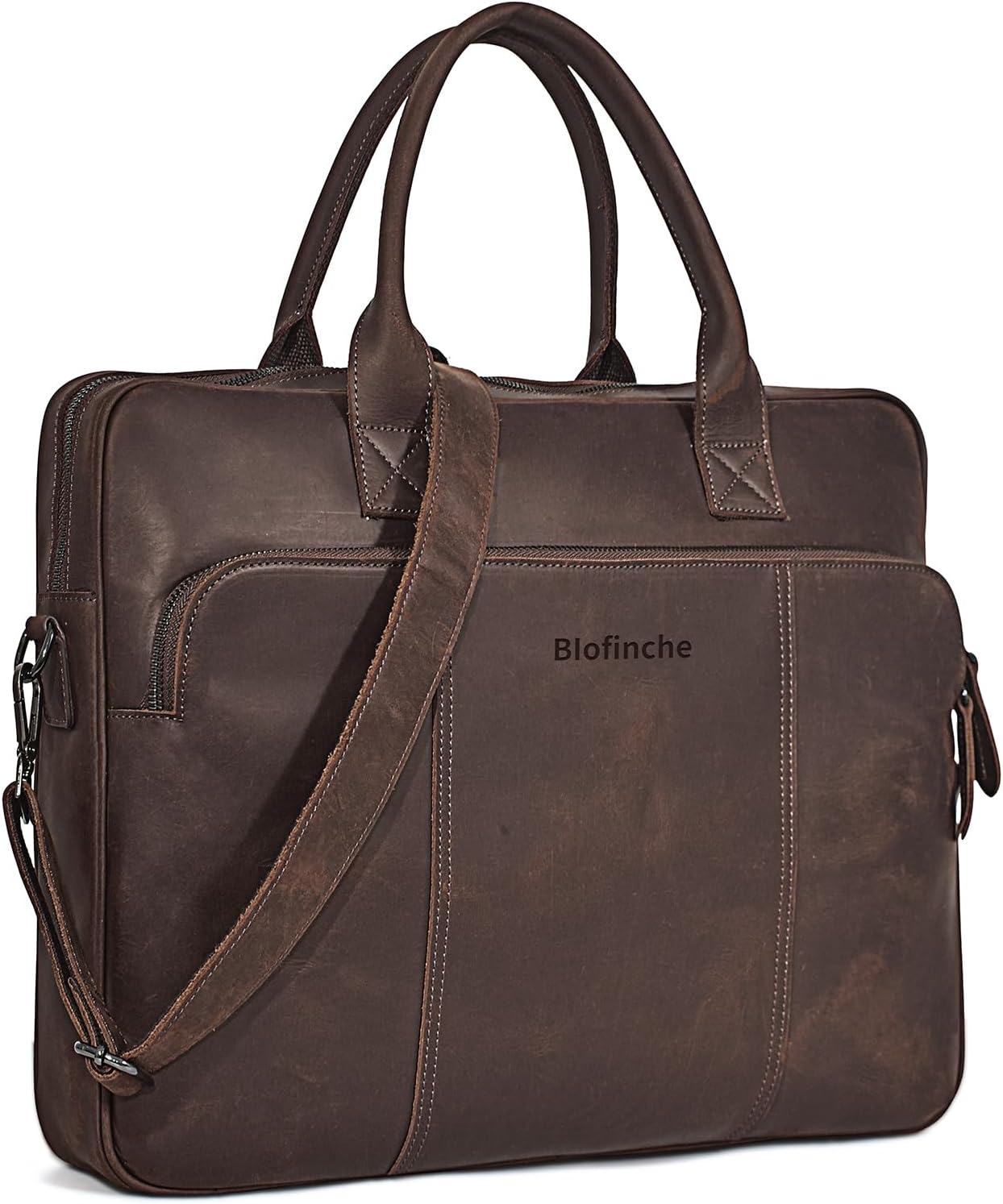 Blofinche Genuine Leather laptop briefcase 18 inch Computer Messenger shouledr work handbag Satchel bags