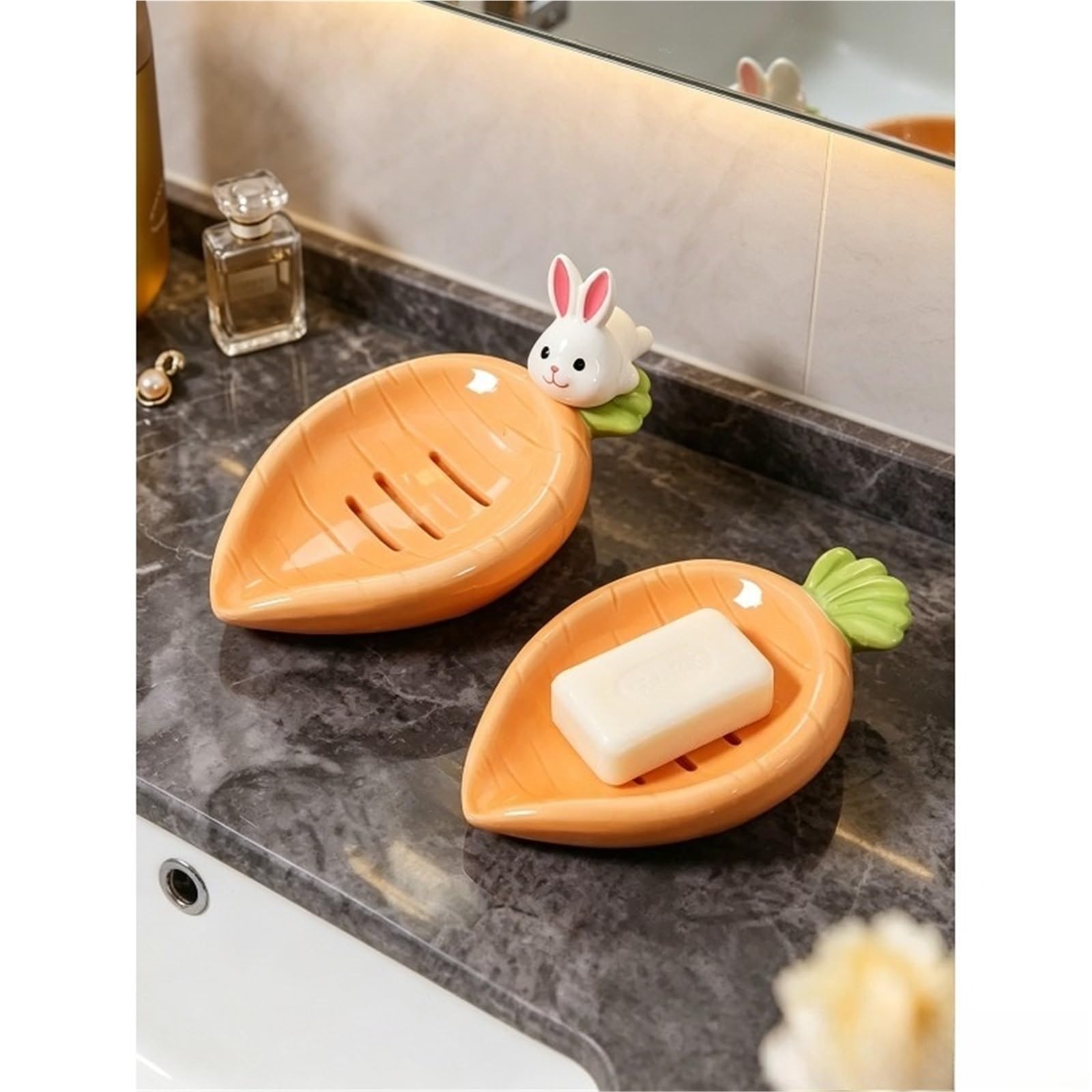 Jabonera 1/2 jabonera de cerámica | Caja de drenaje de baño con soporte(2pcs)