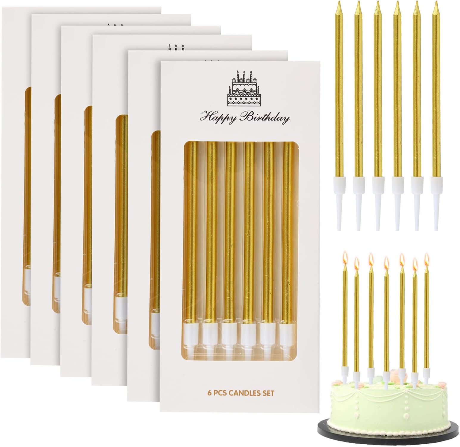 Flycppo Geburtstagskerzen - 24 Stück Lange Kuchenkerzen