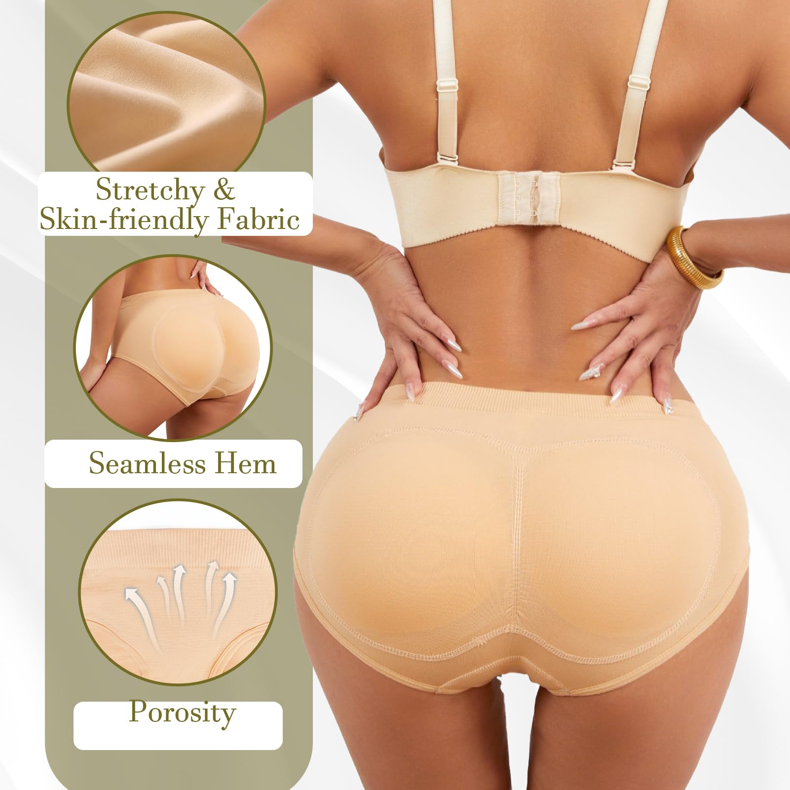 Generisch Damen Po Push Up Unterhose, Damen Butt Lifter Höschen Push Up Slip Po Heber Unterhose Gepolstert Miederhose Fake Ass Hüfte Unterwäsche Hip Enhancer Shapewear