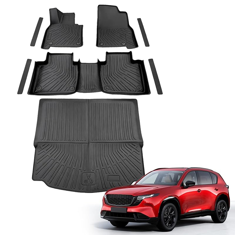 Kit de Tapetes Automotivos para Mazda CX-5 2026 em TPE com Tapete de Porta-Malas e Protetores de Soleira JakeParts, 8 peças