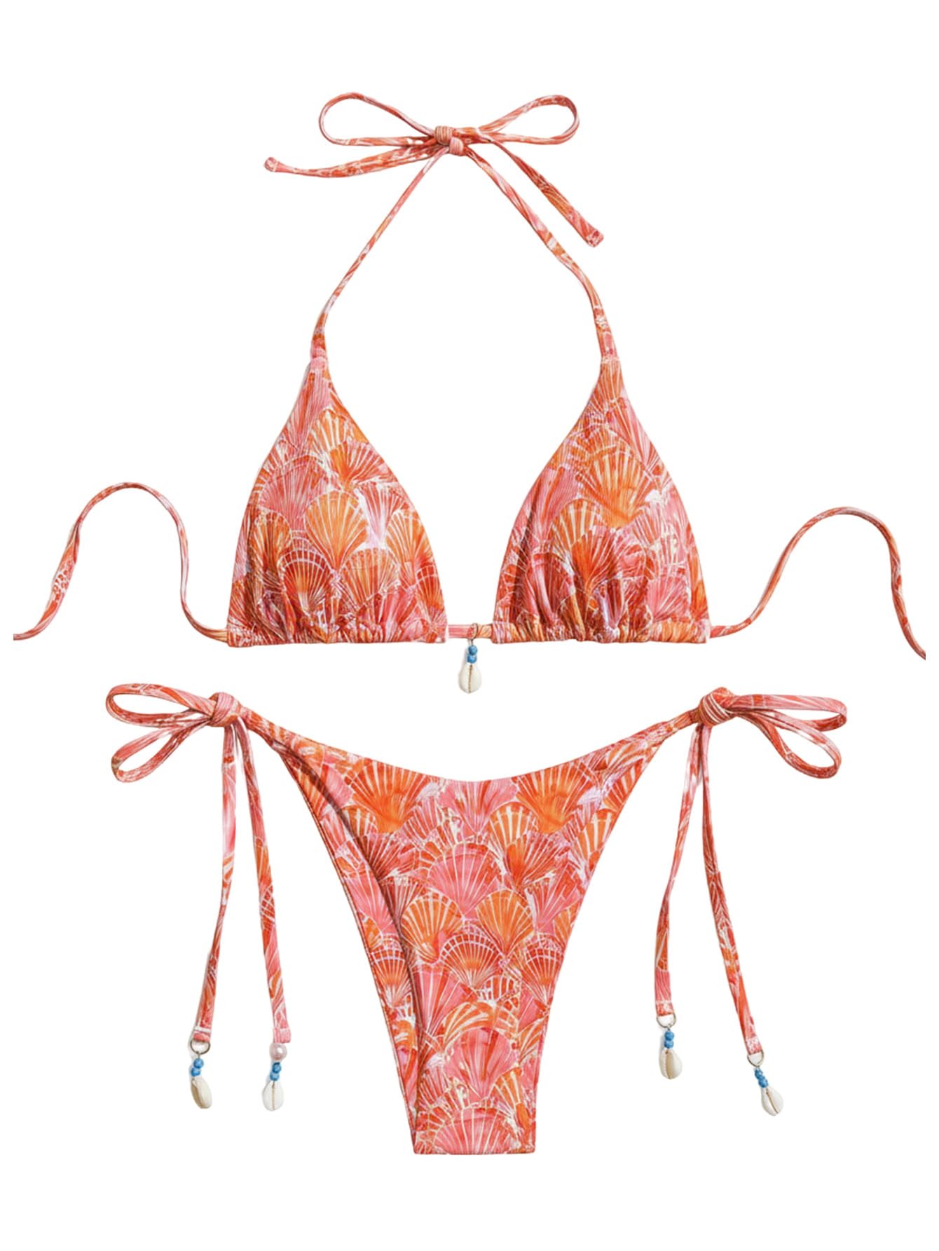 GORGLITTER Triangel Bikini Damen Set Brazilian Neckholder Bikini Blumen
