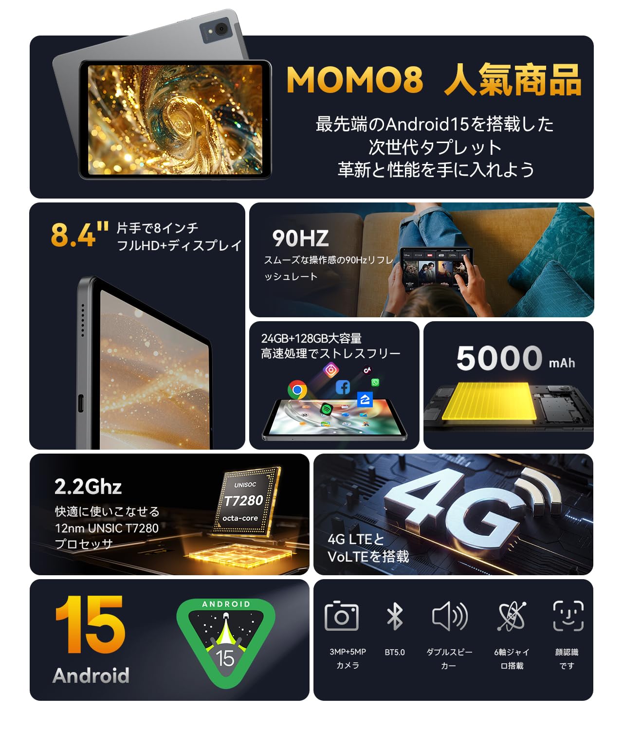 SVITOO 8インチ android15 タブレット 専用ケース付き】タブレット 8インチ android 15 アンドロイド