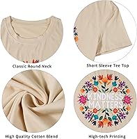 Vista 6 de Camisas para maestras para mujer, camisa "Be Kind", camisas de amabilidad, camiseta de salud mental con gráfico floral boho, tops inspiradores