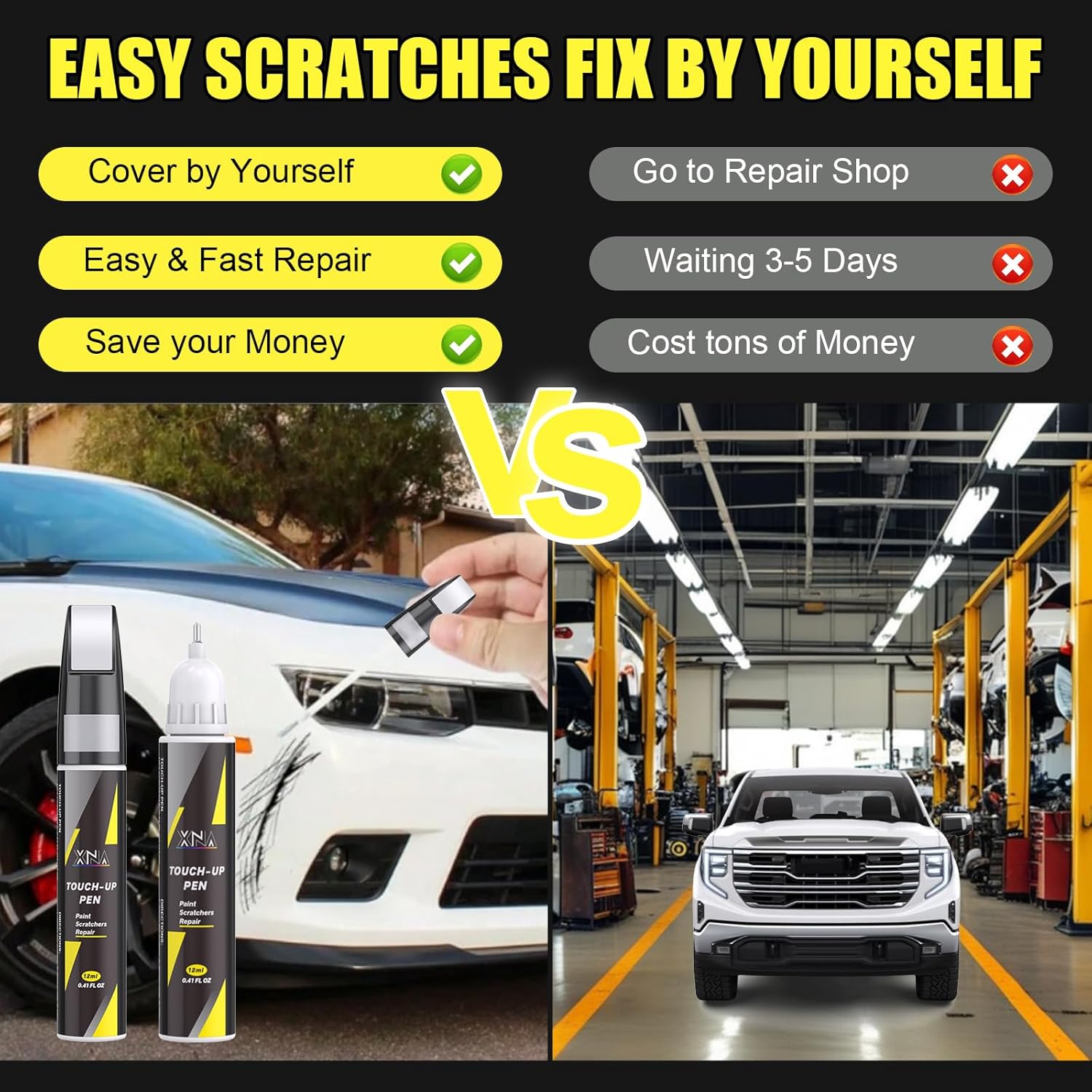 XNA Car Touch Up Paint (Cypress Gray(GBD/WA229K)) for Chevrolet, 2 in 1 Car Scratch Remover with Pen Tip and Brush, Exact Color-Matched for Car Paint Scratch Repair, Quick & Easy Fix