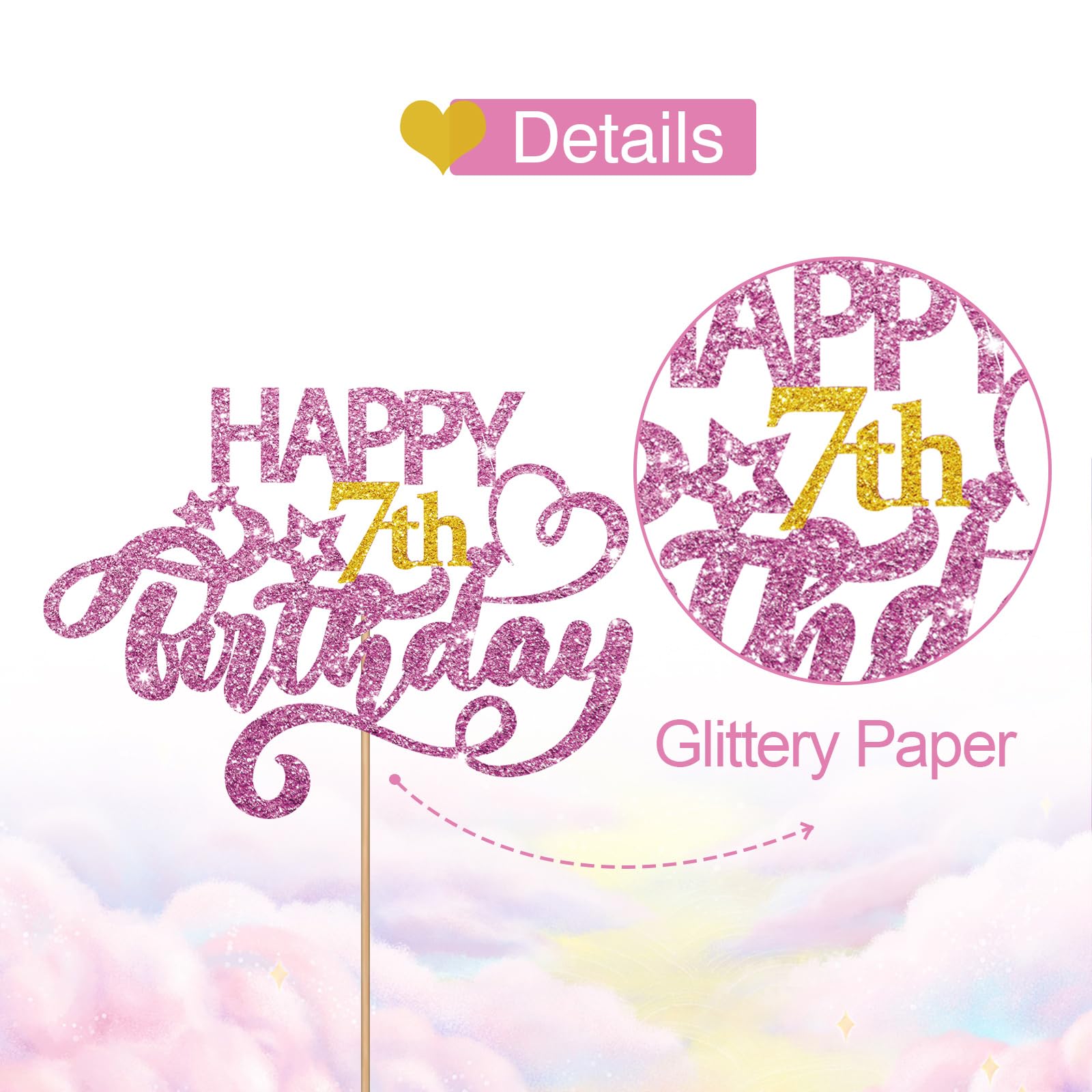 Décoration De Gâteau « Happy 7th Birthday » - Décorations De