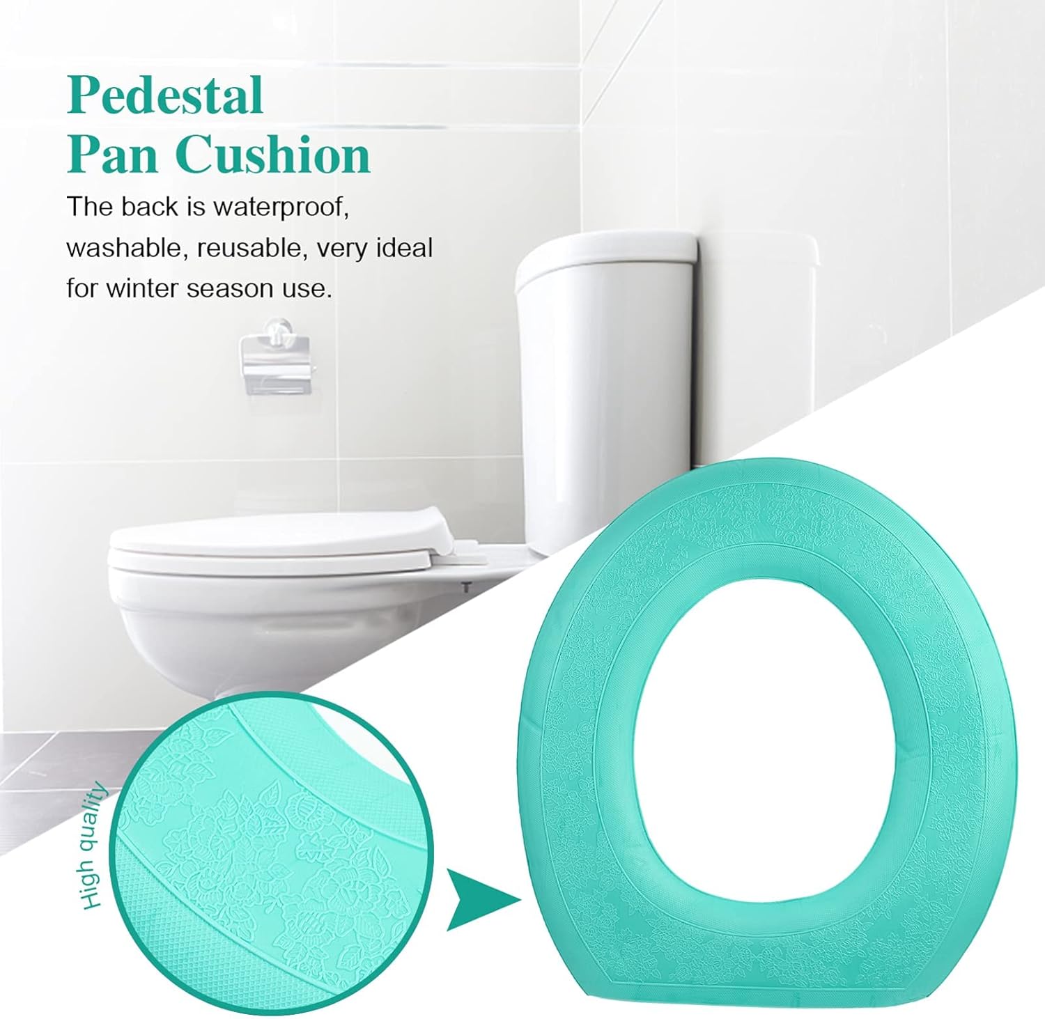 Toilet Seat Cover Pad Sticker,Soft Toilet Seat Cushion Pad Universal with Self-Adesive Design for Bathroom (Light Green)