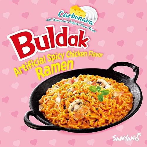 Miniatura 2 de Samyang Buldak Ramen picante, ramen de pollo caliente carbonara, fideos instantáneos salteados coreanos, paquete de 5