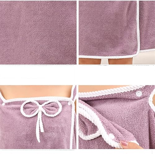 Miniatura 10 de Toalla de baño grande para mujer, toalla de terciopelo coral (bolsillo azul)