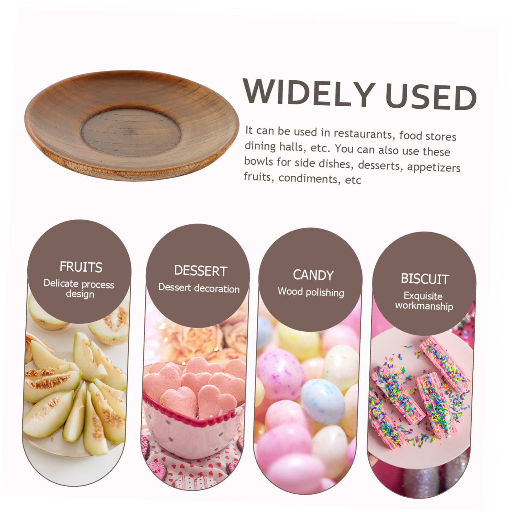 BEBEMOKO 2pcs Vinegar Dish Para Mini Postres Breakfast Tray Mini Plates Small Bowl Food Serving Plate Dip Bowl Portable Food Plate Fruit Charcuterie Boards Household Snacks Tray Wood