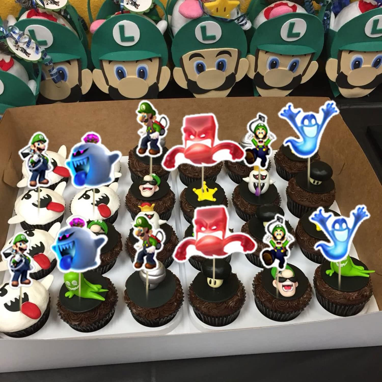 Luigi Mansion Birthday Party Decorations, Halloween Horror Theme Party Supplies with Happy Birthday Banner, Cake Toppers, Balloons for Fans Adults Party Favors
