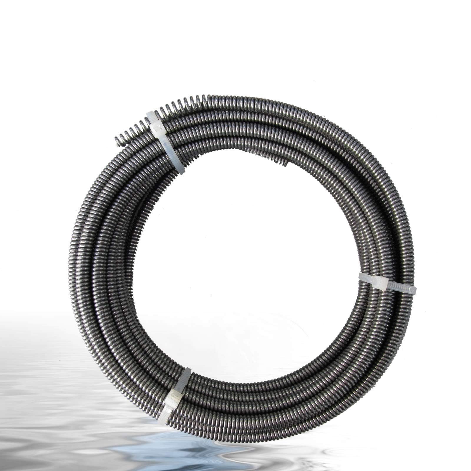 Drexl Adapter-Spirale 8 mm x 10 m lang mit Keulenbohrkopf | Rohrreinigungsspirale für Hand- und Elektromaschinen zur Rohrreinigung in Siphons, Küchen-, Bad- und Abflussrohren.