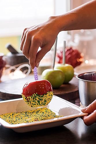 Miniatura 5 de 32 palitos de bambú de manzana, brochetas puntiagudas de madera de manzana caramelo con diamantes de imitación, envoltura de malla de diamante,