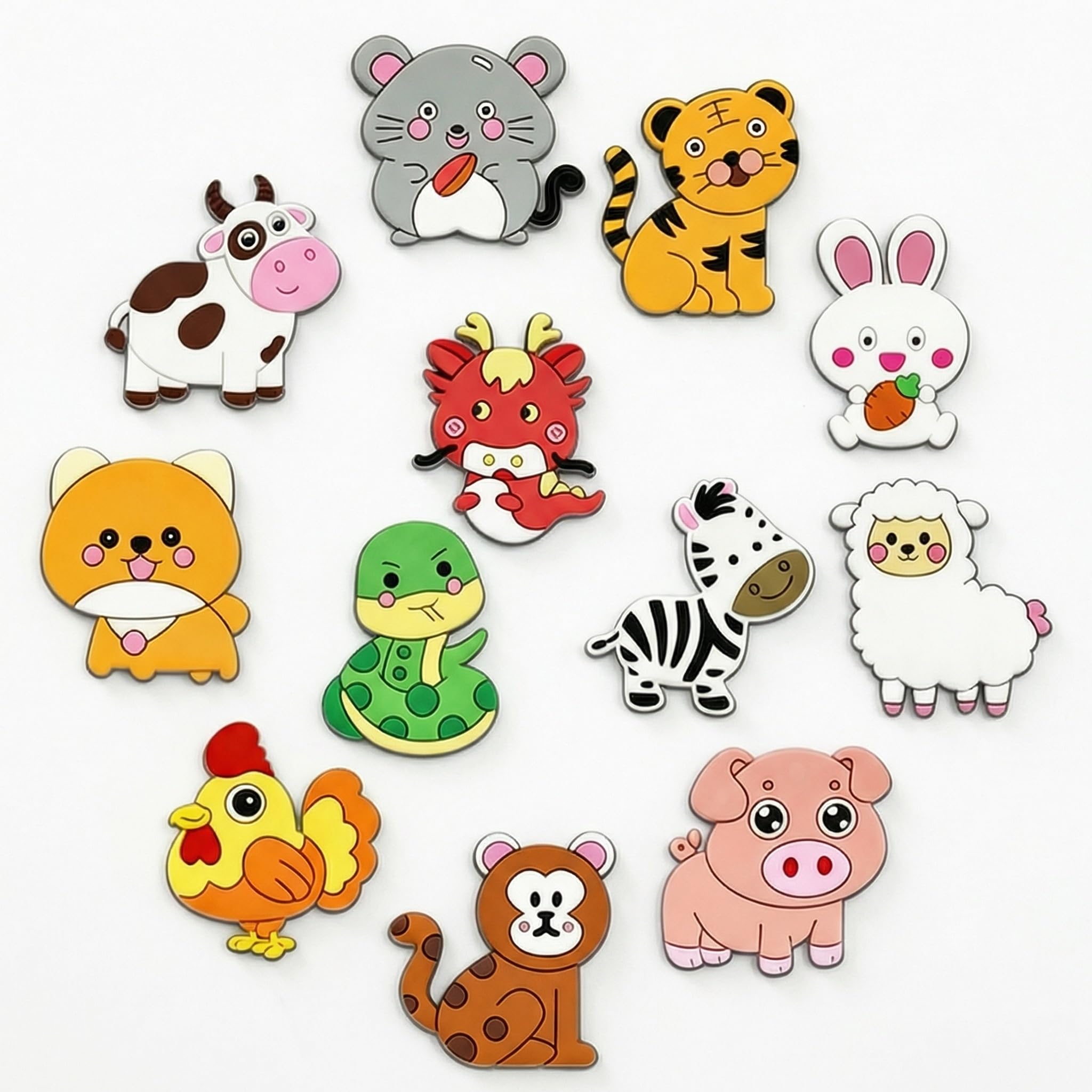 12PCS Cute Farm Animal Fridge Magnets for Kids,QIANSSE Montessori Animal Toys Educational Refrigerator Magnets