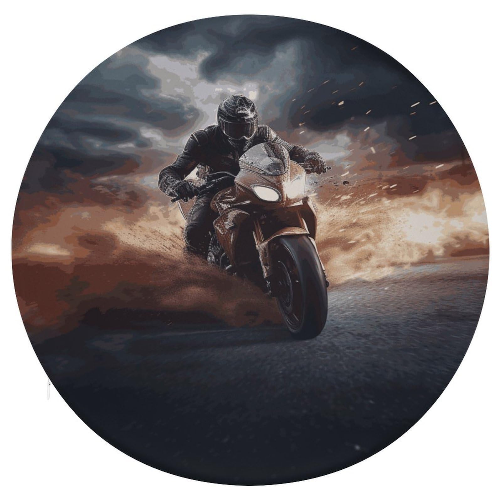 Wsoihfec Style Man Ride A Motorcycle Seat Cushion Round Chair Pad