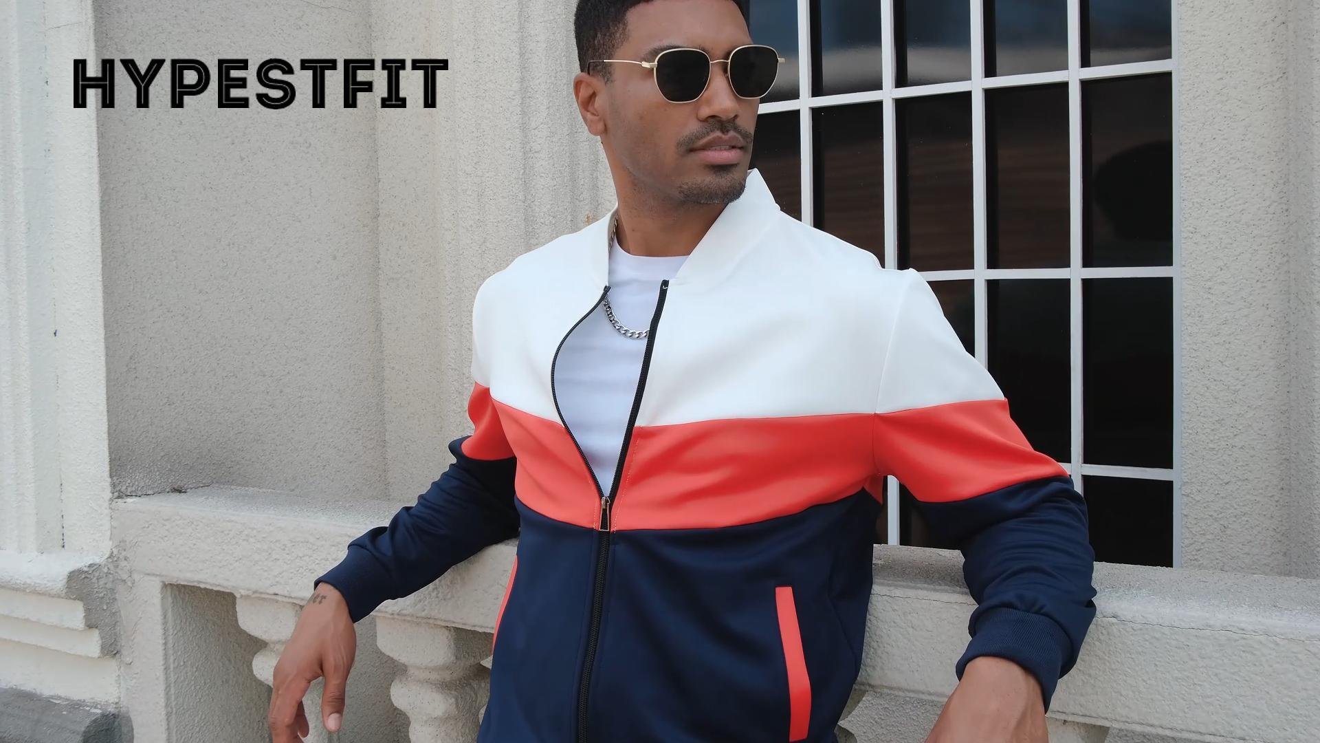 HYPESTFIT Mens Lightweight Jacket Casual Bomber Jacket Color Block