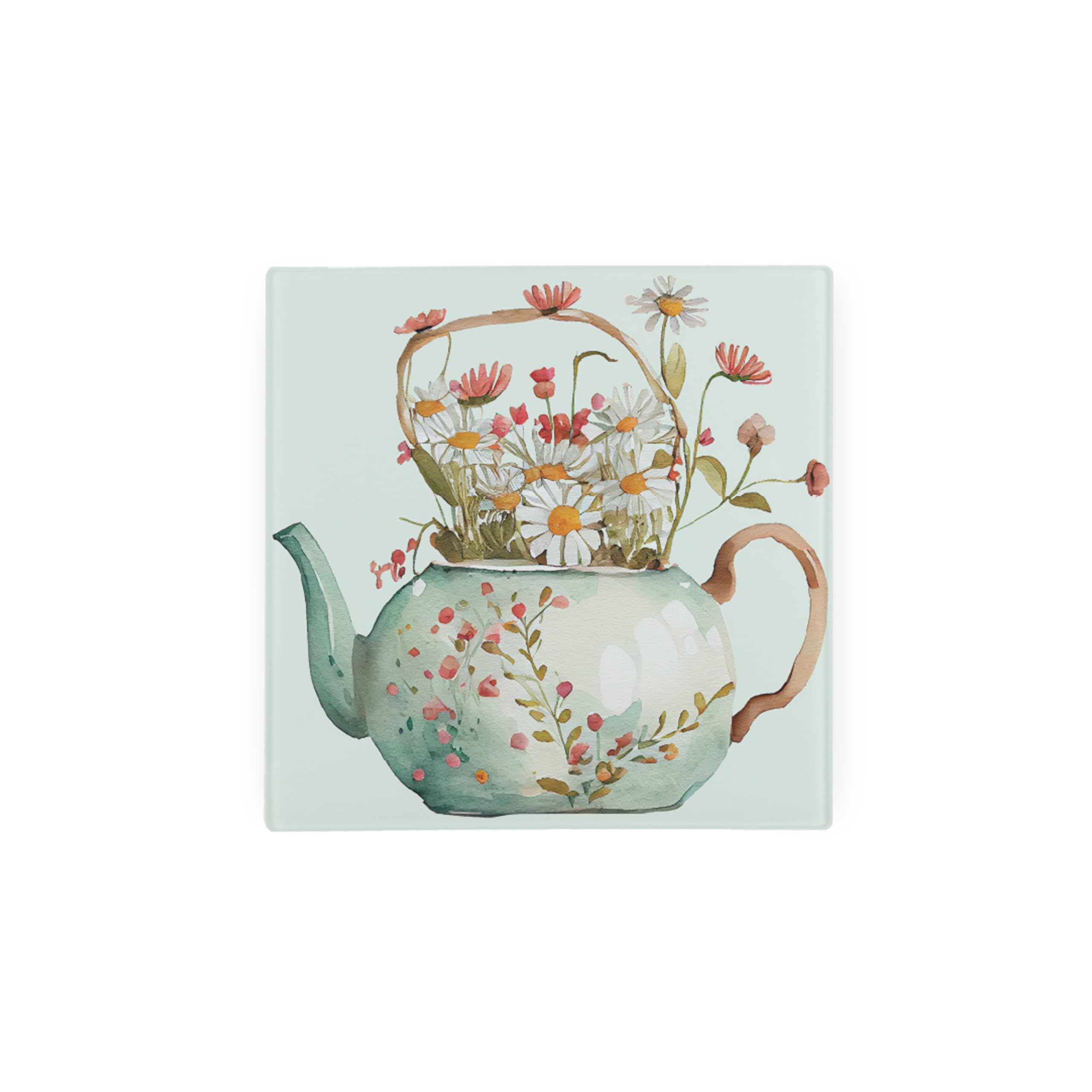 Teapot Glass Hot Pot Stand Pan Trivet | 20 x 20 cm Pan Stand for Worktops & Saucepans | Hot Pan Mat | Teapot Stand | Table Mat | Non-Slip Silicone Feet | Small Chopping Board Heat Resistant Coaster