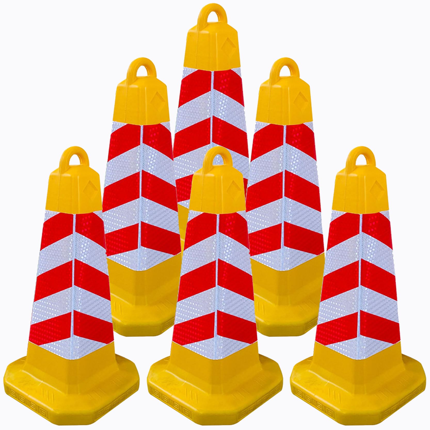 Verkehrskegel Sicherheits-Parkkegel,Markierungskegel für Sportplätze,Baustellenkegel Zur Verkehrsregelung,Parkkegel für Einfahrten mit Reflektierendem Kragen(Size:68x31x31cm,Color:6B)