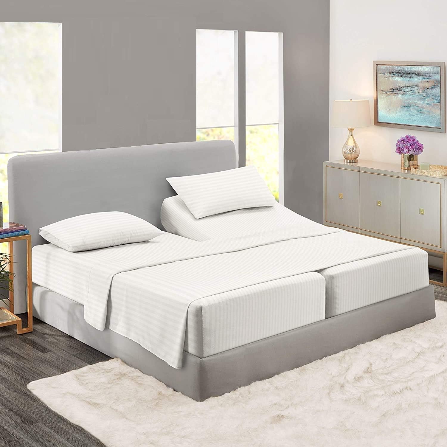 Split King Sheets Sets for Adjustable Bed 100 Cotton