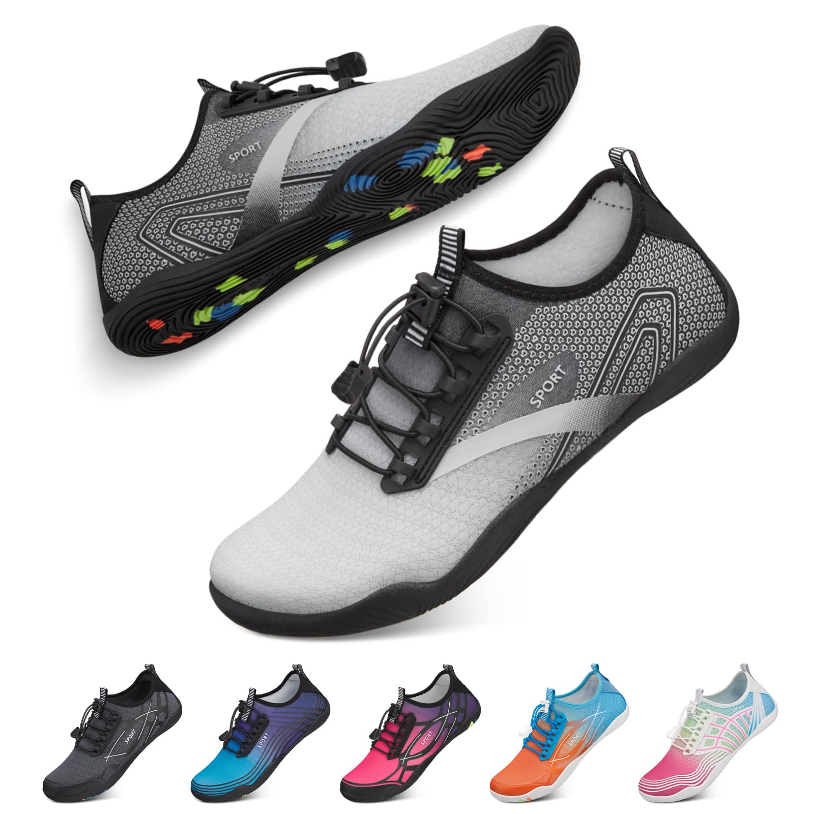 Tanamo Water Shoes for Women Men Quick Dry Swim Beach Barefoot River Aqua Shoes for Hiking Boating Camping Grounding Surfing