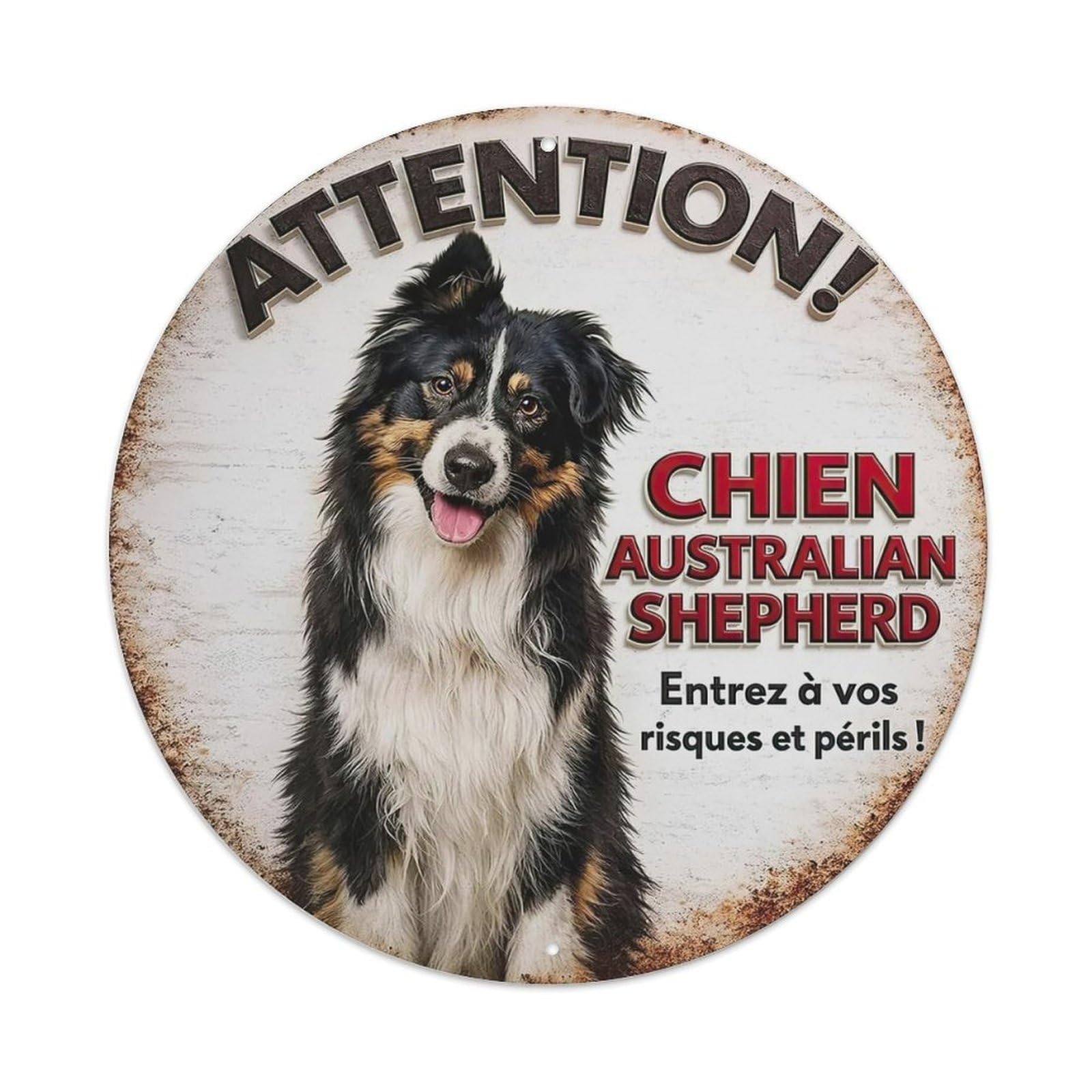 Caution Australian Shepherd Enter At Your Own Risk Metal Tin Sign