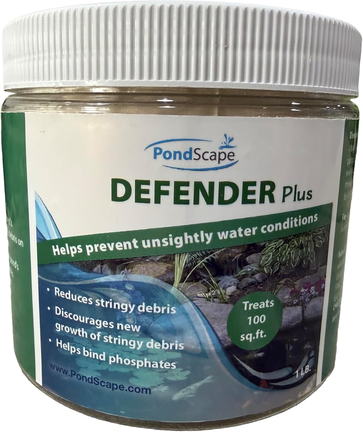 PondScape Defender Plus - Helps Unsightly Conditions, Binds Phophates and Balances PH, Made in USA, Professionally Developed for All Ponds & Waterfalls, Safe for Ponds, Water Gardens, and Wildlife
